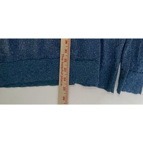 Talbots Women Plus 2X Button Front Cardigan Sweater Blue Silver Shimmer Sparkle - Picture 10 of 11
